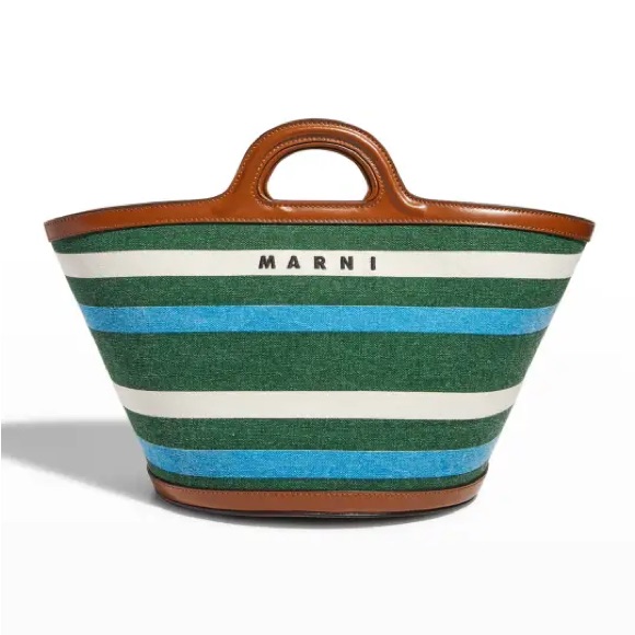 Marni Green And Blue Striped Tote